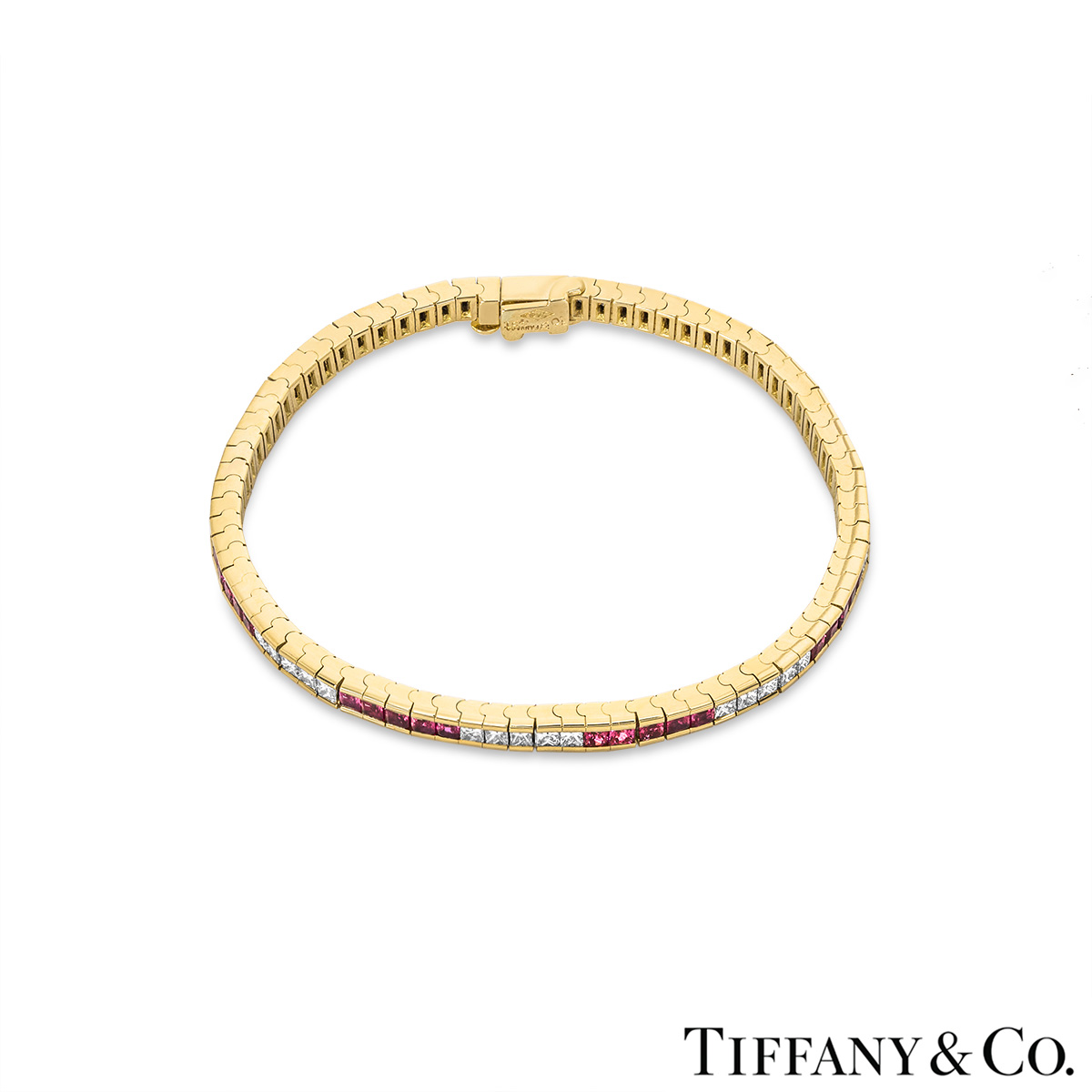 Tiffany & Co. Yellow Gold Ruby & Diamond Tennis Bracelet